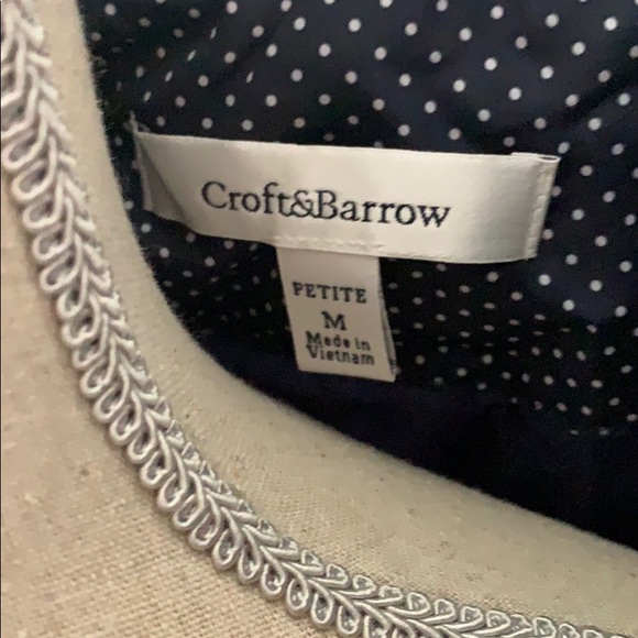 Navy white polka dot vest petite m fall fashion - Picture 3 of 4